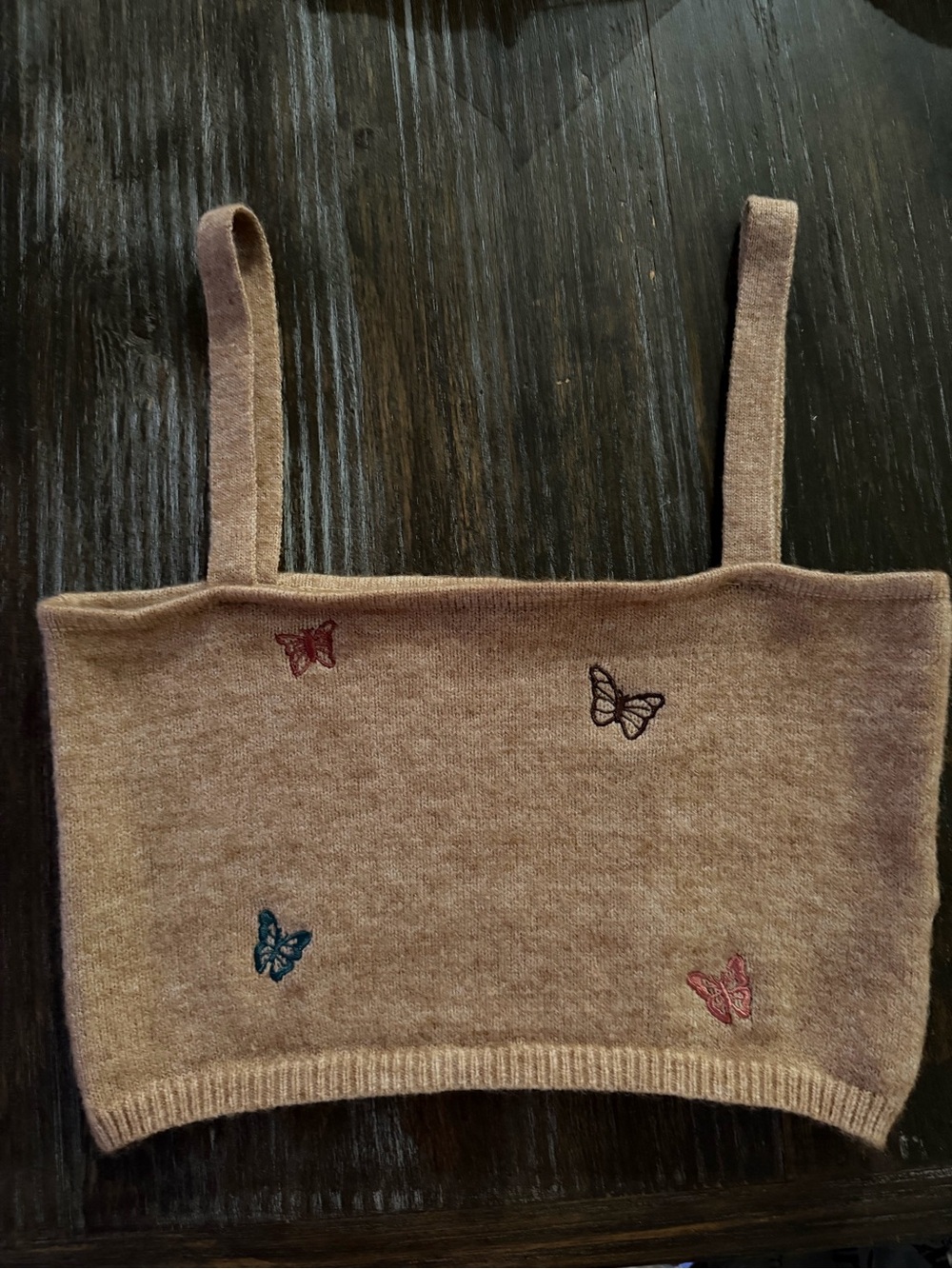 Witty Fox Butterfly Embroidered Knit Sweater Tank Top